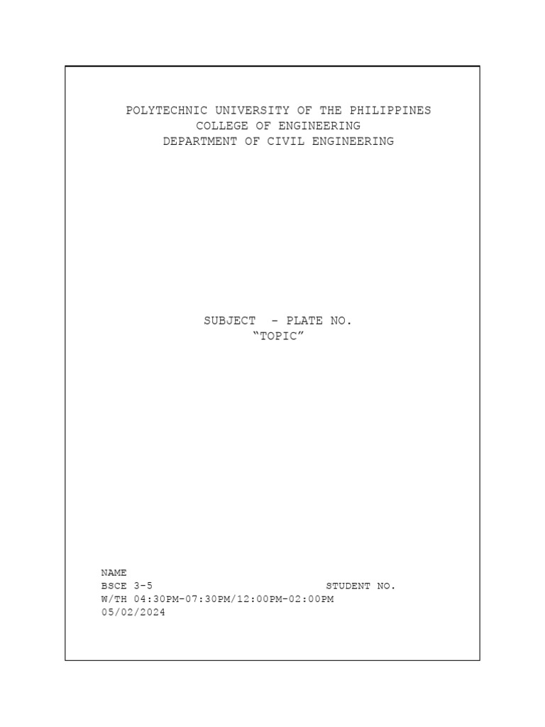 Engineering Plate Template Sample | PDF
