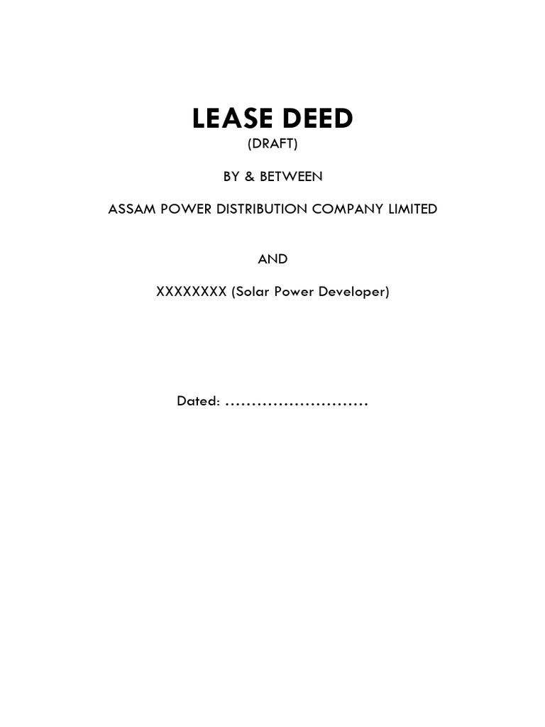 Assam Solar Power Lease Deed Draft | PDF | Lease | Indemnity