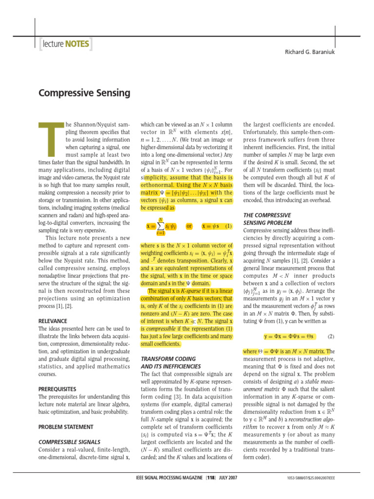 Compressive_Sensing_Lecture_Notes | PDF | Matrix (Mathematics) | Basis ...