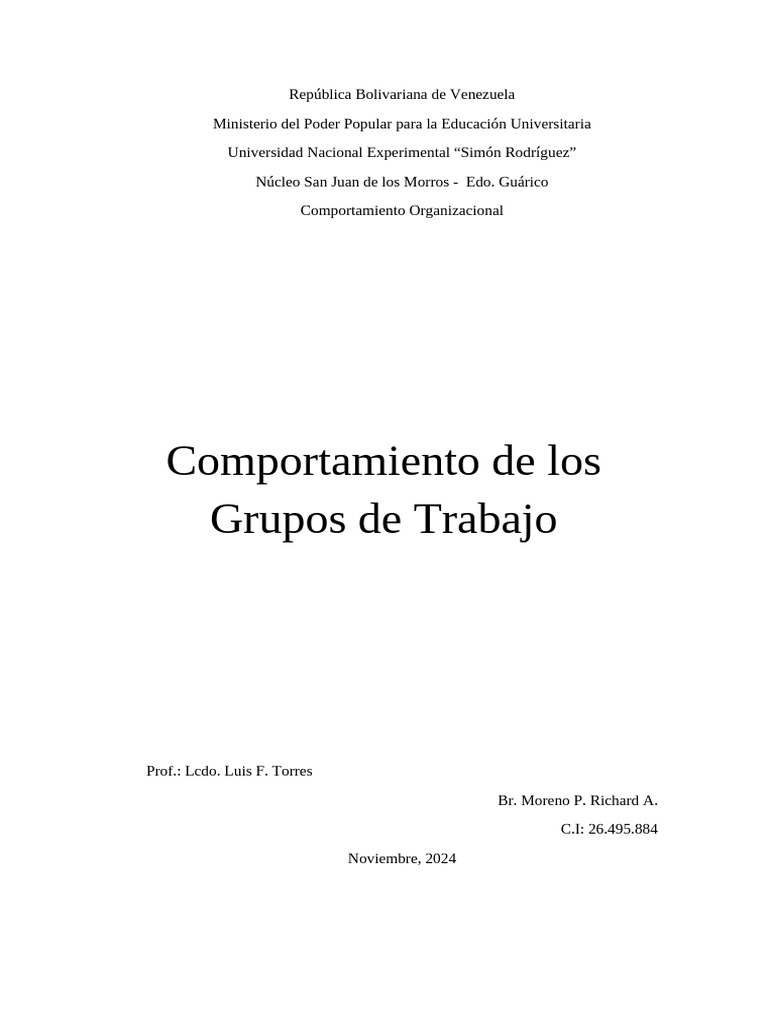 Comportamiento de Grupos en Organizaciones | PDF | Liderazgo | Aprendizaje
