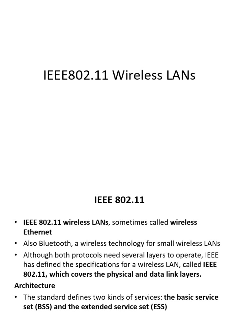 Overview of IEEE 802.11 Wireless LANs | PDF | Wireless | Computer Science