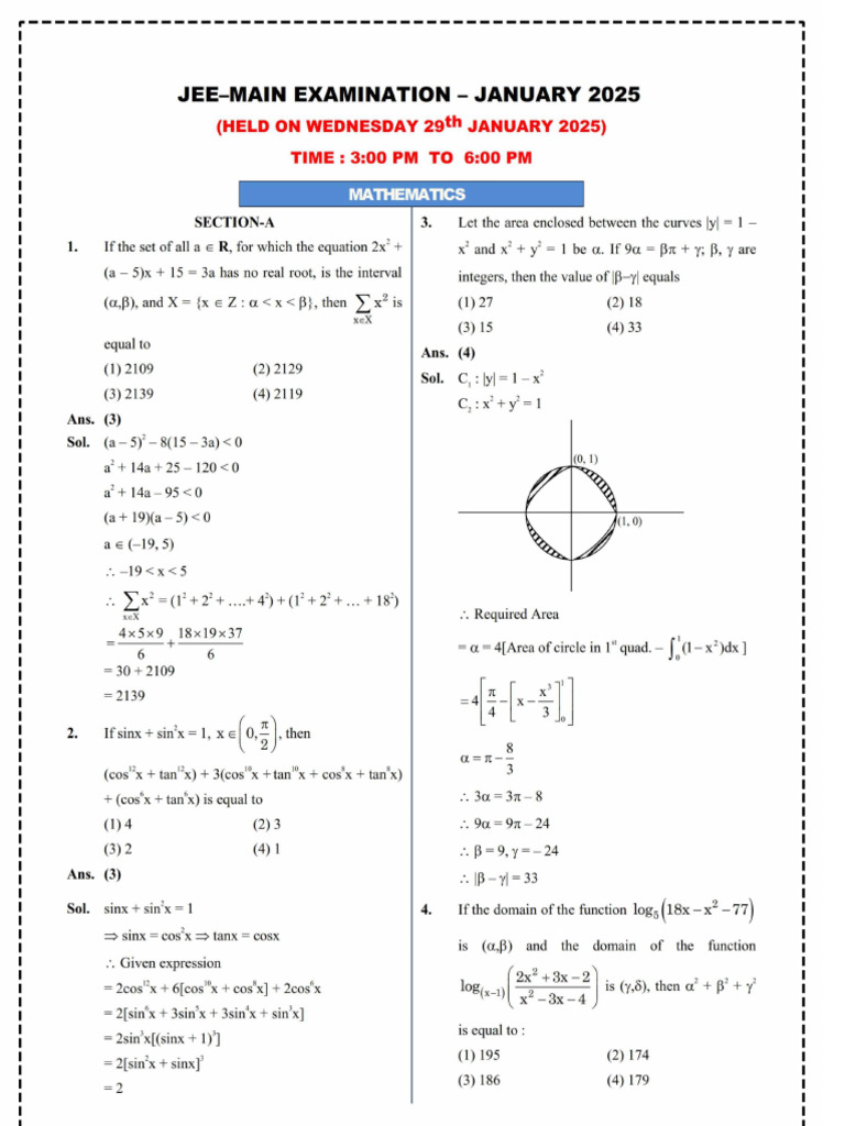 Jee Main 29 Jan 2025 Paper Shift 2 | PDF