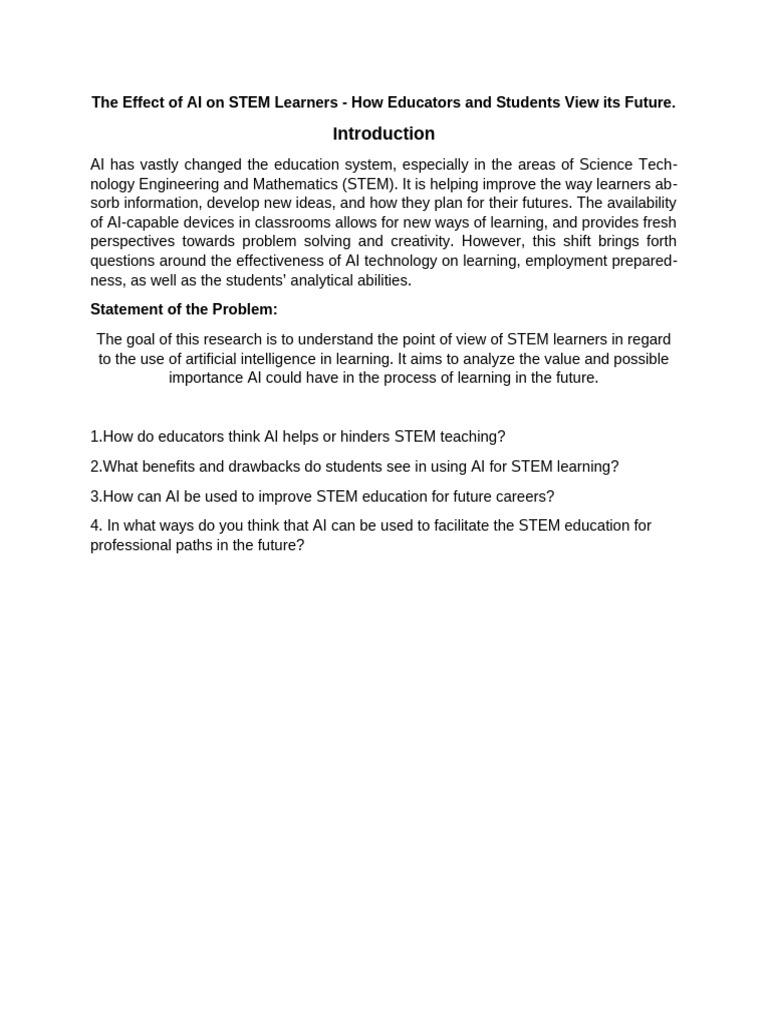 The Effect of AI On STEM Learners - How Educators and Students View Its ...