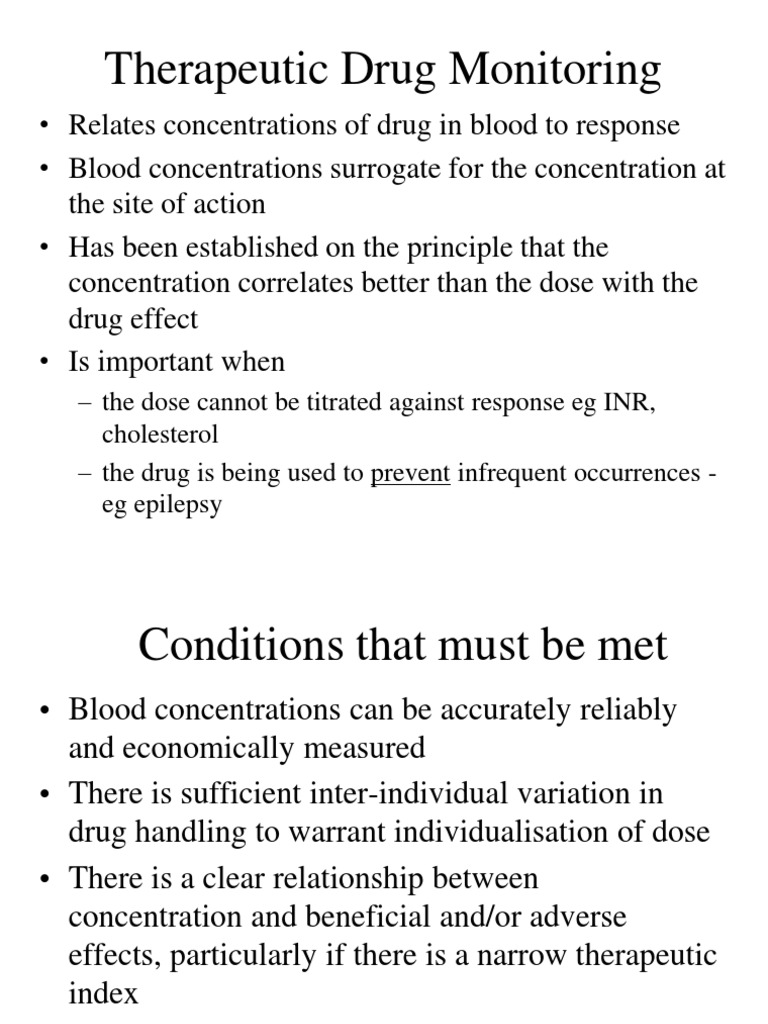 Therapeutic Drug Monitoring Guide | PDF | Pharmacokinetics | Medicinal ...