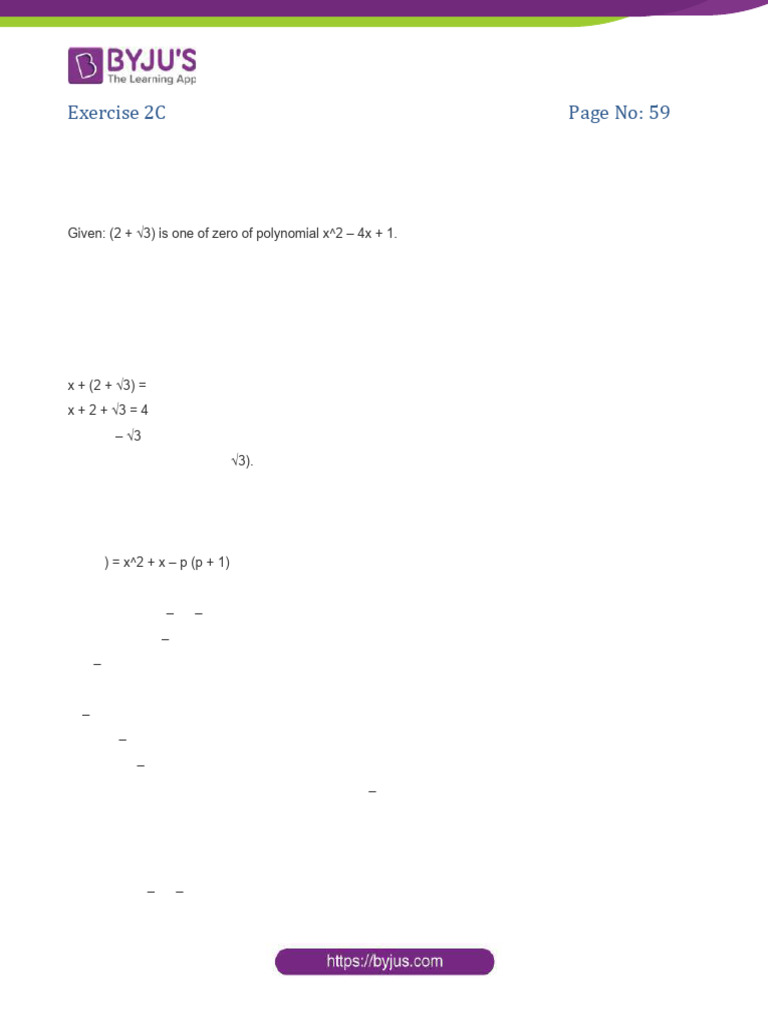 RS Aggarwal Solution Class 10 Maths Chapter 2 Polynomials Exercise 2C ...
