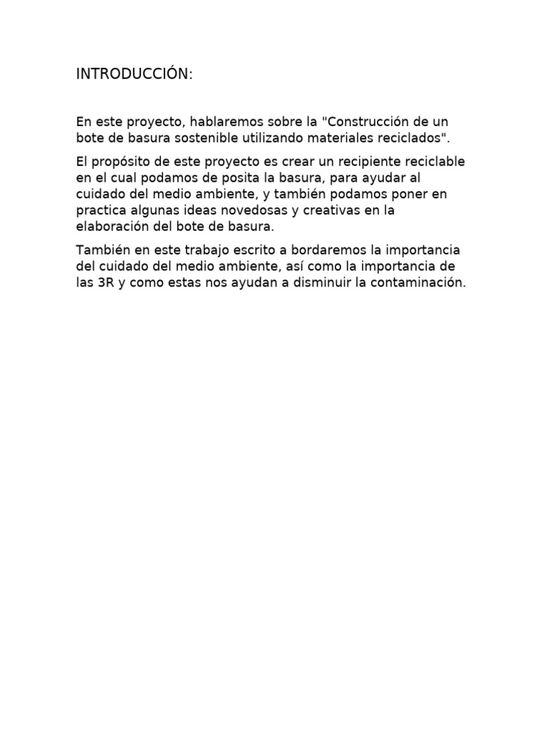 Bote de Basura Sostenible Reciclado | PDF | Residuos | Sustentabilidad