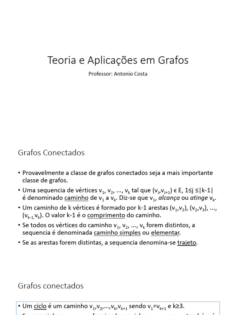 Teoria de Grafos Conectados e Aplicações | PDF | Teoria dos Gráficos ...