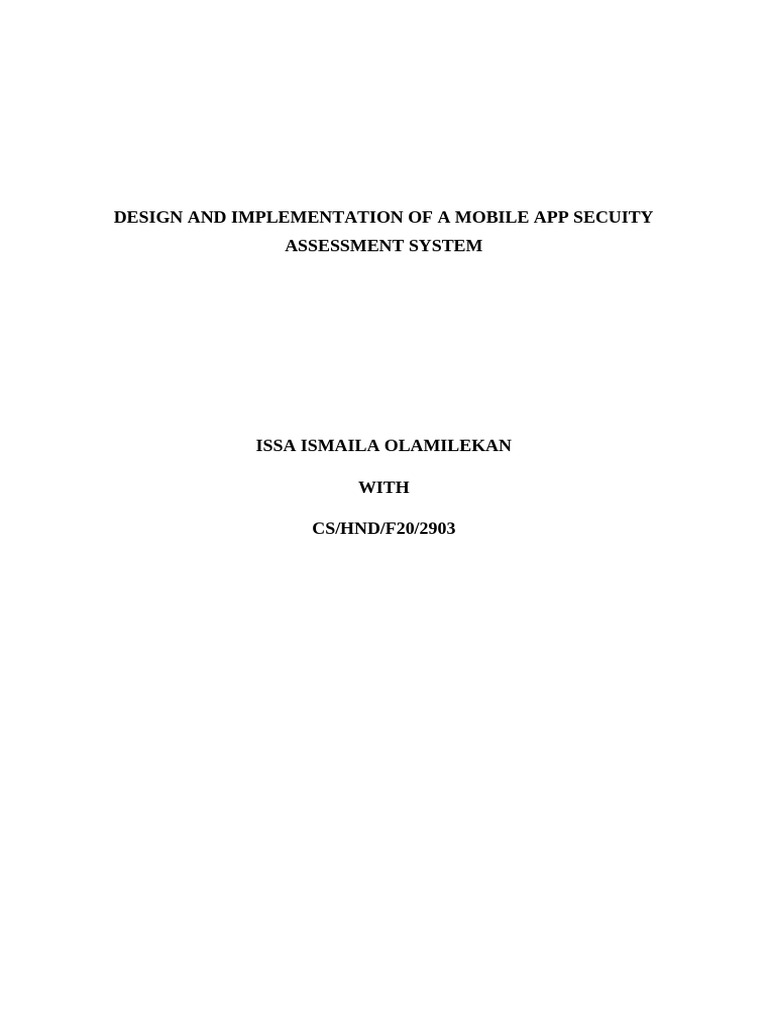Mobile App Security Assessment System | PDF | Security | Computer Security