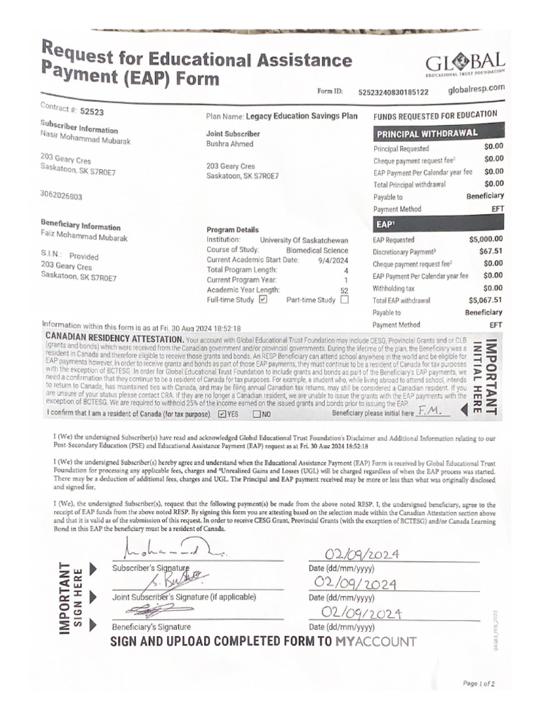 Request For Educational Assistance | PDF
