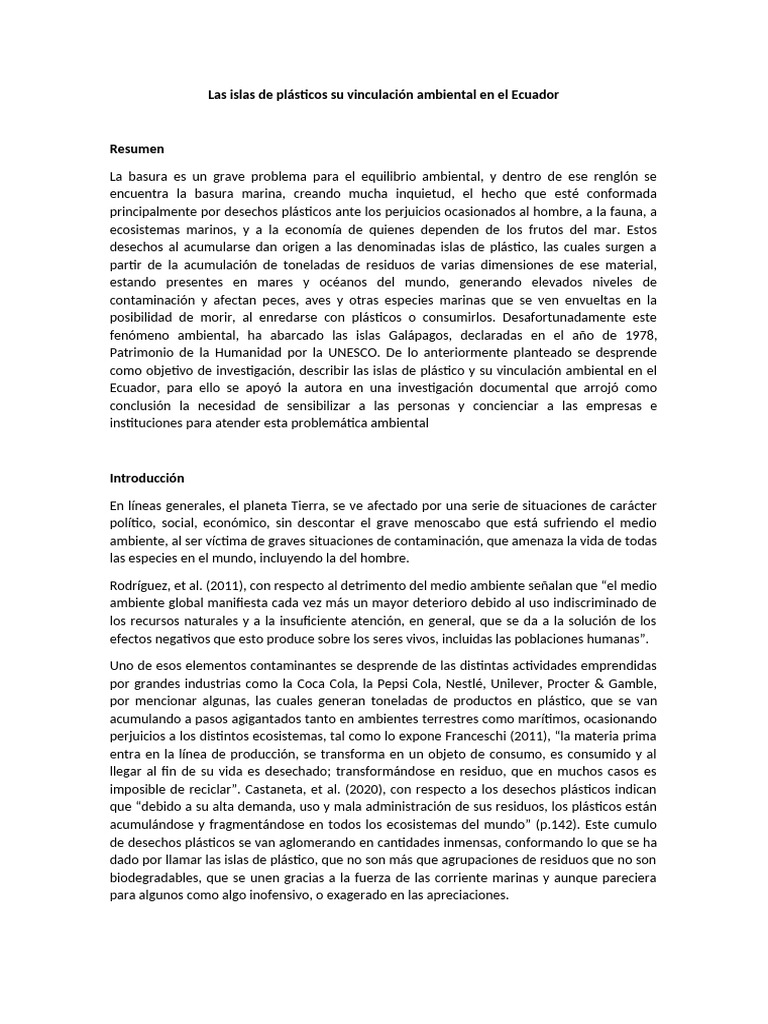 Islas de Plástico y su Impacto en Ecuador | PDF | Residuos | El plastico