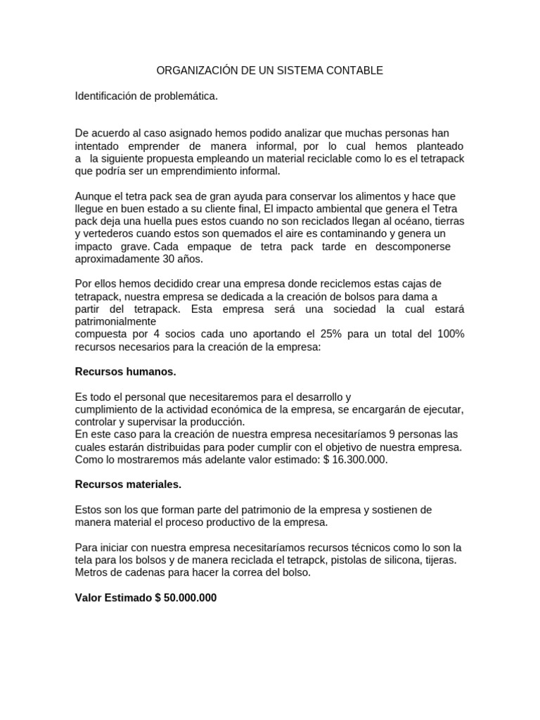 Organización de Un Sistema Contable, Actividad 1. | PDF | Business ...