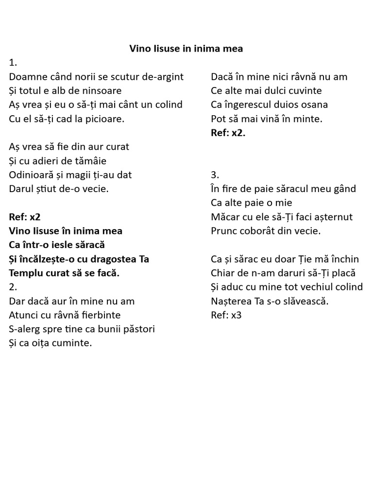 Vino Iisuse in Inima Mea | PDF