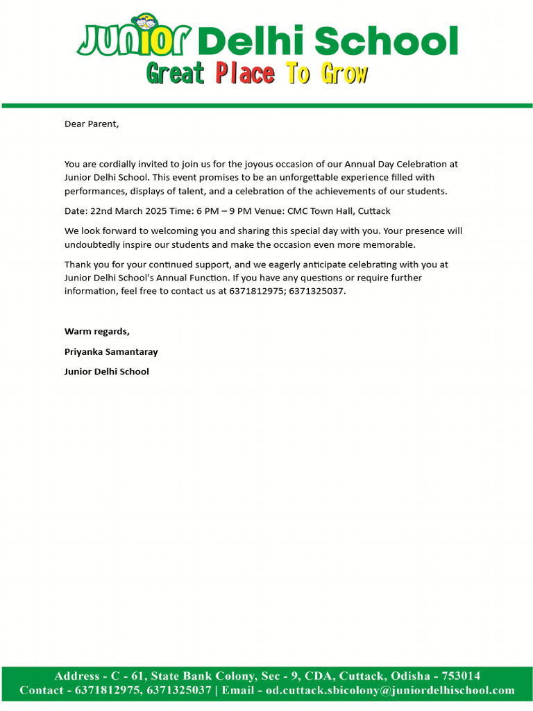 Annual Day Invitation for Parents | PDF