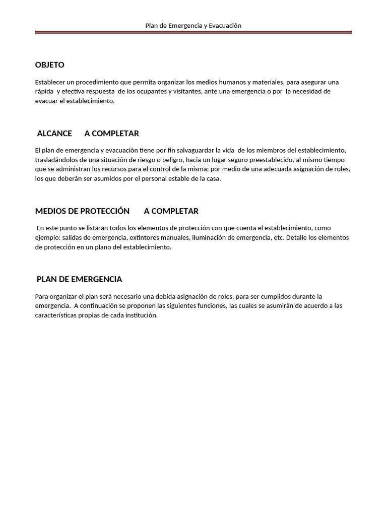 Plan de Emergencia y Evacuacion | PDF | Emergencia | Bomba