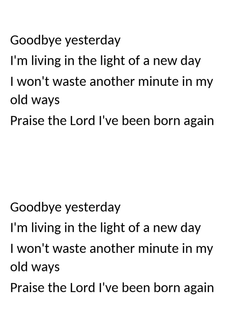 Goodbye Yesterday: Lyrics and Meaning | PDF