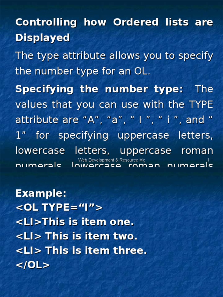 Controlling How Ordered Lists Are Displayed | PDF | Html Element ...