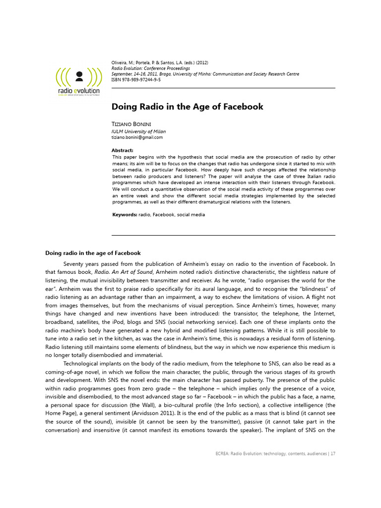 Radio and Social Media Interaction | PDF | Facebook | Social Media