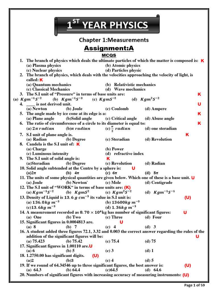 1st Year Physics Without Topics | PDF | Accuracy And Precision ...