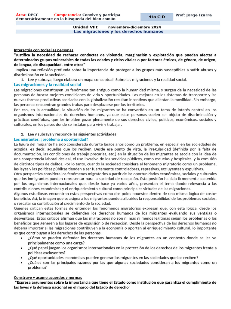 Lo de DPCC para Mañana V | PDF | Migración humana | Derechos humanos