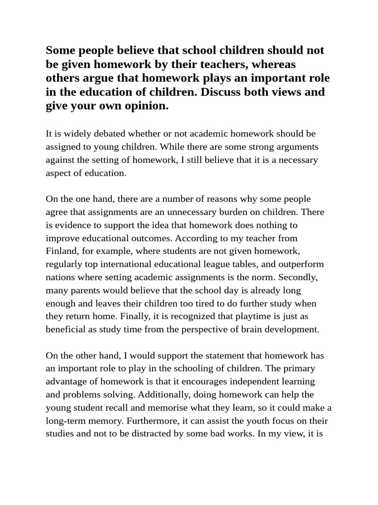 Homework Debate: Importance vs. Burden | PDF