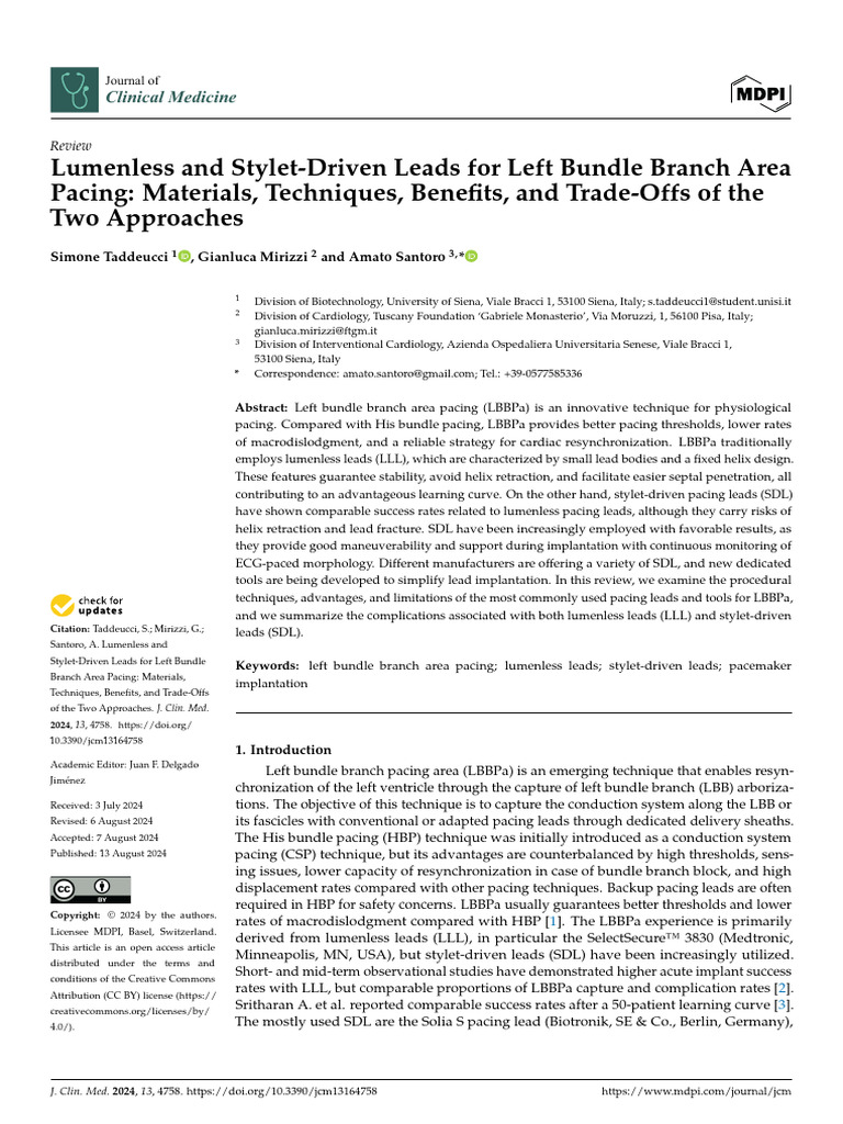 Lumenless vs Stylet-Driven Leads in LBBP | PDF | Artificial Cardiac ...