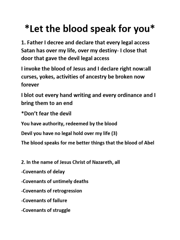 Decrees of the Blood of Jesus | PDF | Satan | Jesus