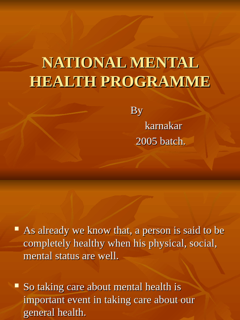 c11 p17 National Mental Health Programme | PDF | Mental Health | Social ...