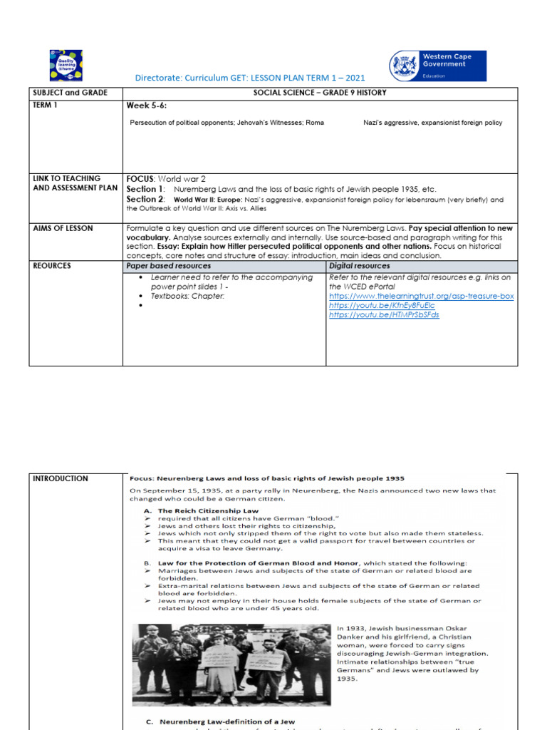 Nuremberg Laws and WWII Overview | PDF | Nazi Germany | Allies Of World ...