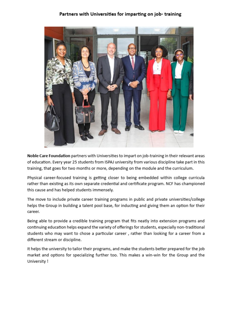 Partners With Universities For Imparting On Job Traing | PDF