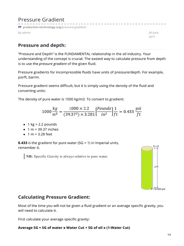 Calculating Pressure Gradient in Fluids | PDF | Pressure | Density