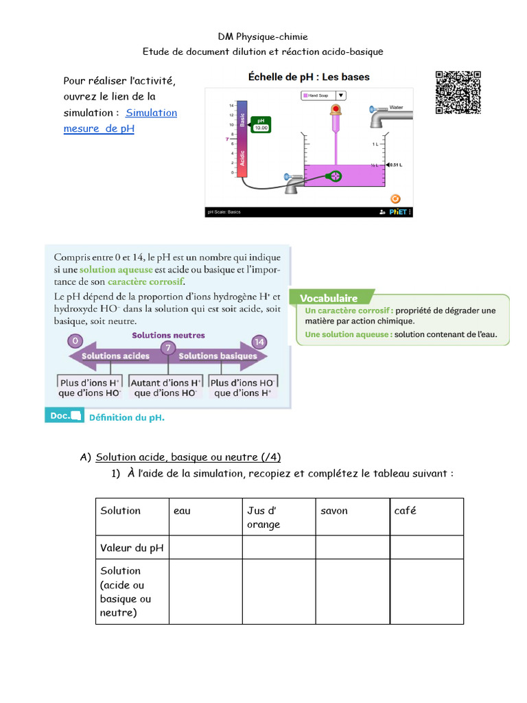 pH et dilution des solutions acides/basiques | PDF | Acide | Ph