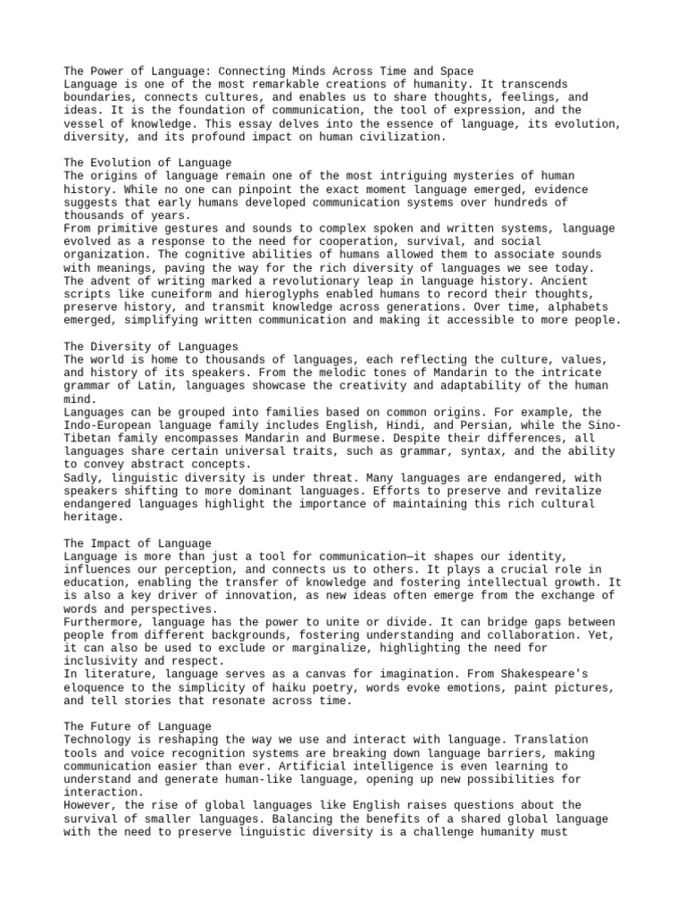 The Evolution and Impact of Language | PDF | Creativity | Communication
