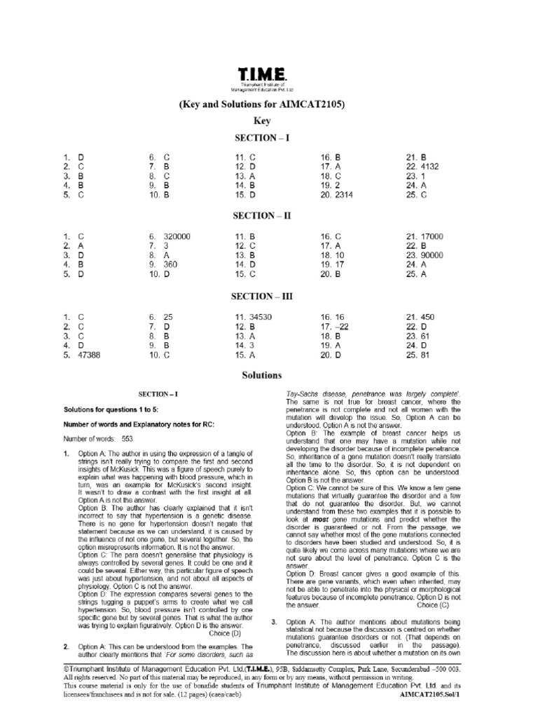 Aimcat 2105 | PDF
