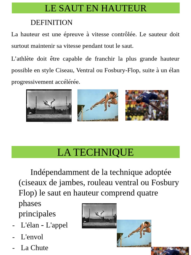 Techniques et phases du saut en hauteur | PDF
