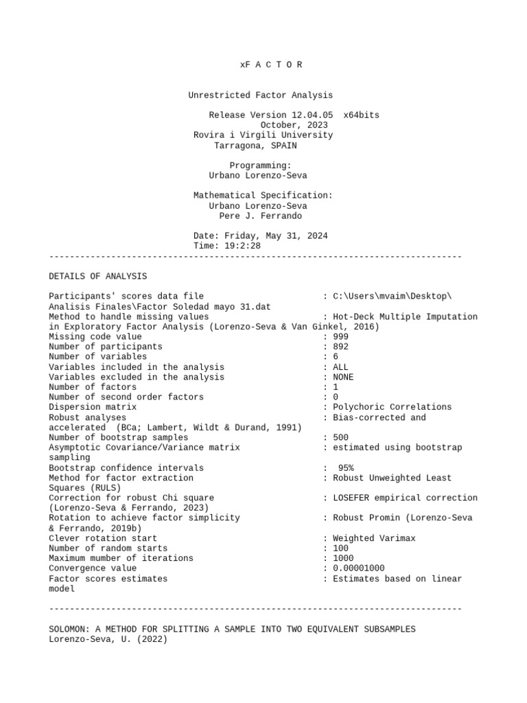 Factor Analysis with LOSEFER Correction | PDF | Bootstrapping ...