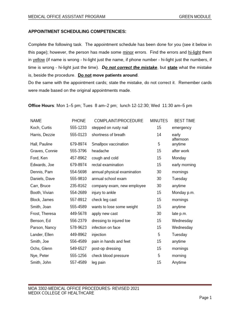 Completed Assignment 2- APPOINTMENT SCHEDULING COMPETENCIES | PDF ...