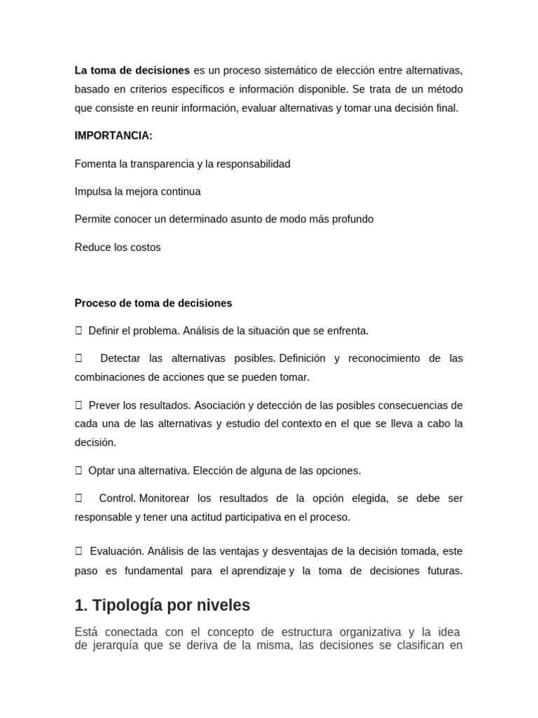Proceso y Tipos de Toma de Decisiones | PDF | Toma de decisiones ...