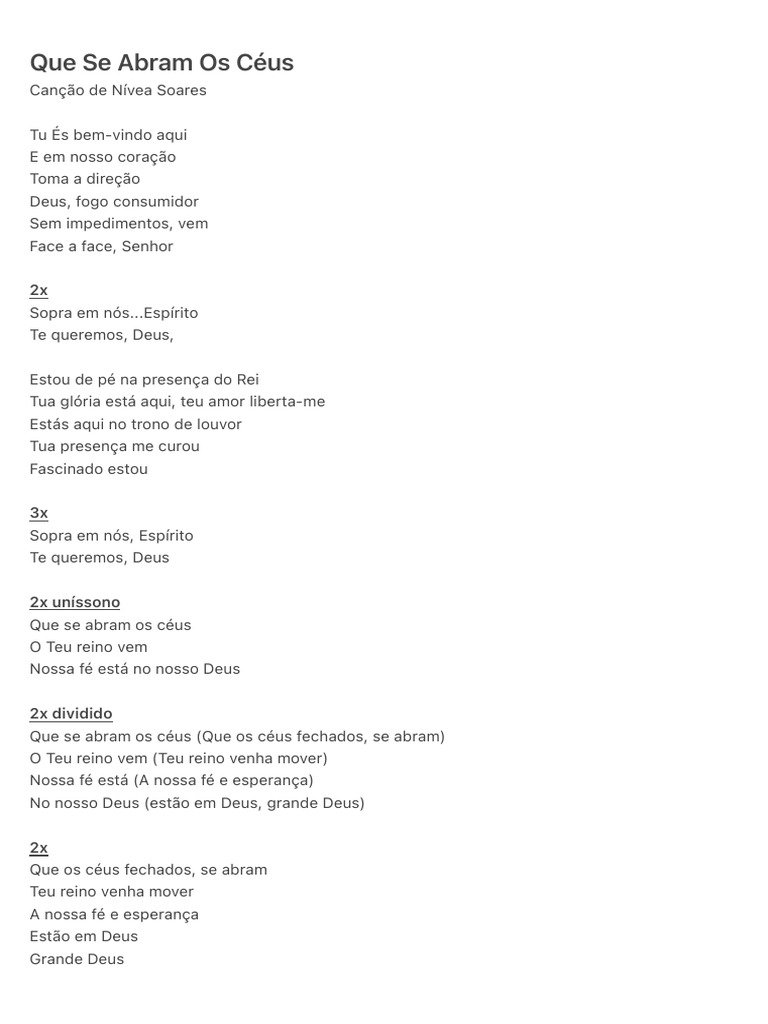 Que Se Abram Os Céus | PDF