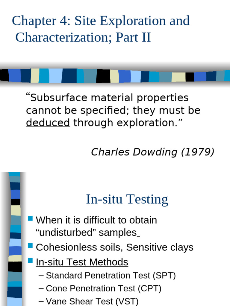 In-Situ Testing Methods for Soil Analysis | PDF | Geotechnical Engineering