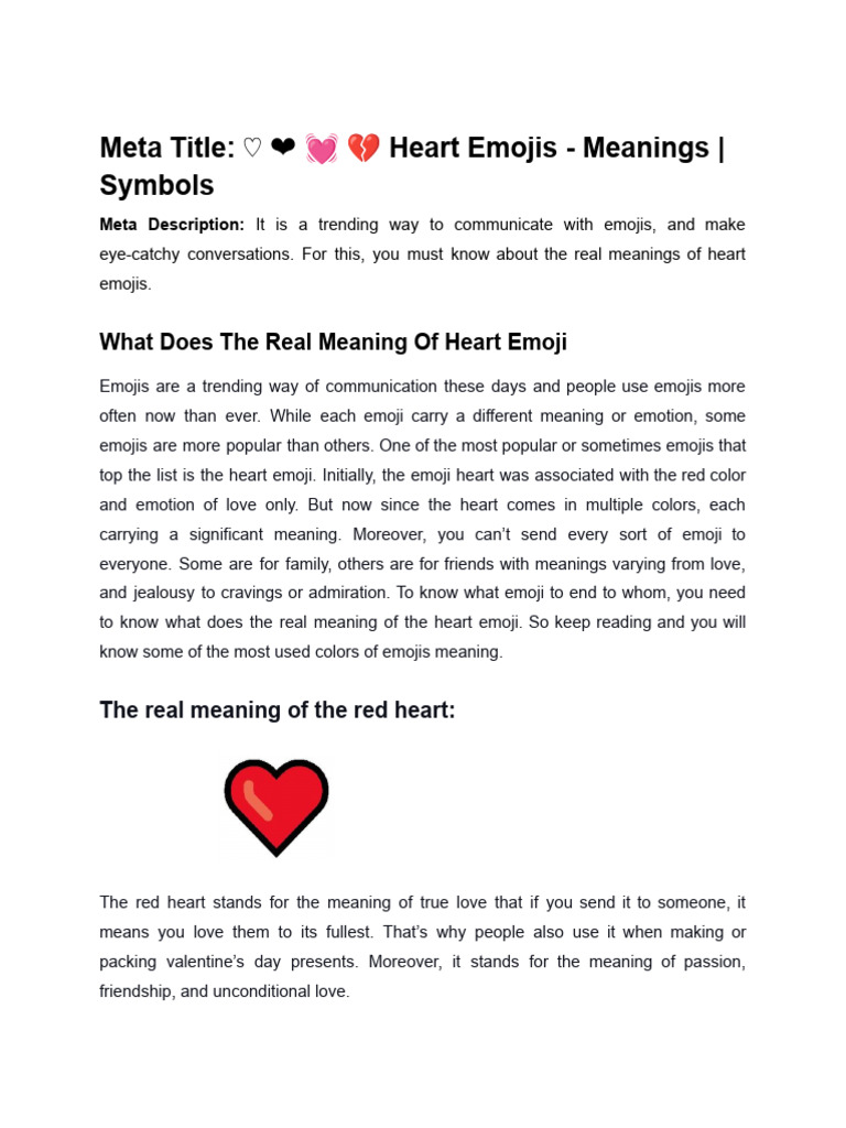 Heart Emoji Meanings Explained | PDF | Love