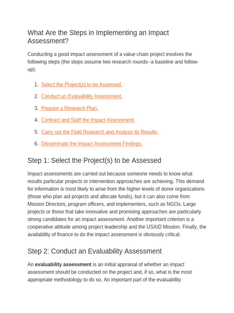 Steps for Effective Impact Assessment | PDF | Methodology | Validity ...