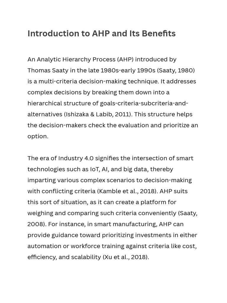 Introduction To AHP and Its Benefits | PDF | Internet Of Things ...