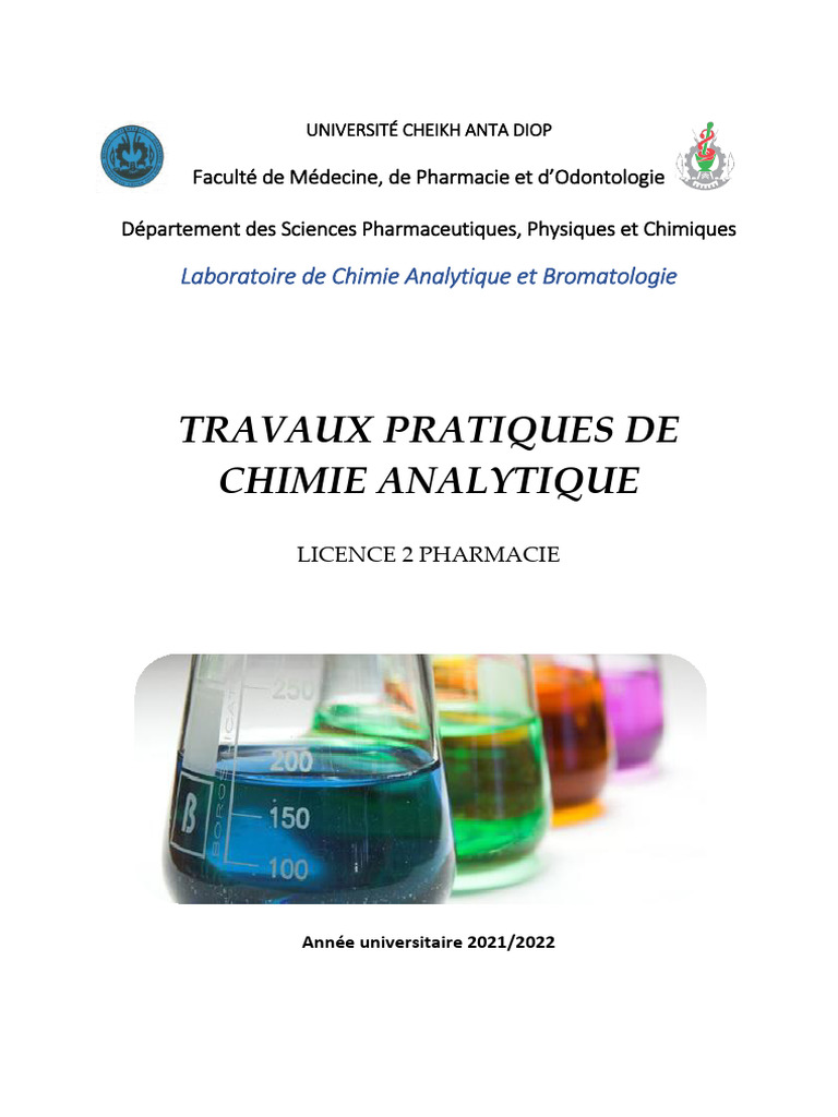 Travaux Pratiques de Chimie Analytique | PDF | Titrage | Chimie