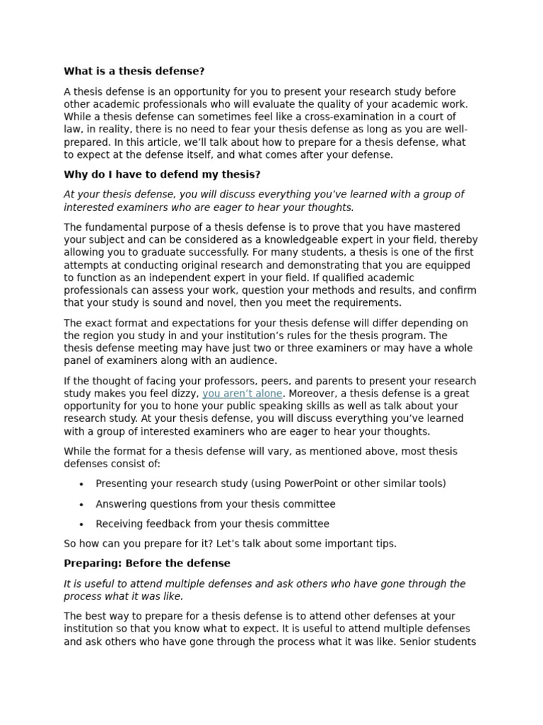 Preparing for Your Thesis Defense | PDF | Thesis | Learning