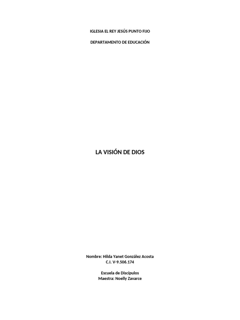 La Visión de Dios - Trabajo | PDF | Iglesia cristiana | Amor