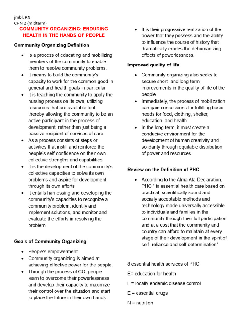 Community Organizing for Health Empowerment | PDF | Community | Evaluation