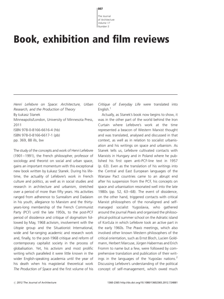 Blagojevic Henri Lefebvre On Space | PDF | Space