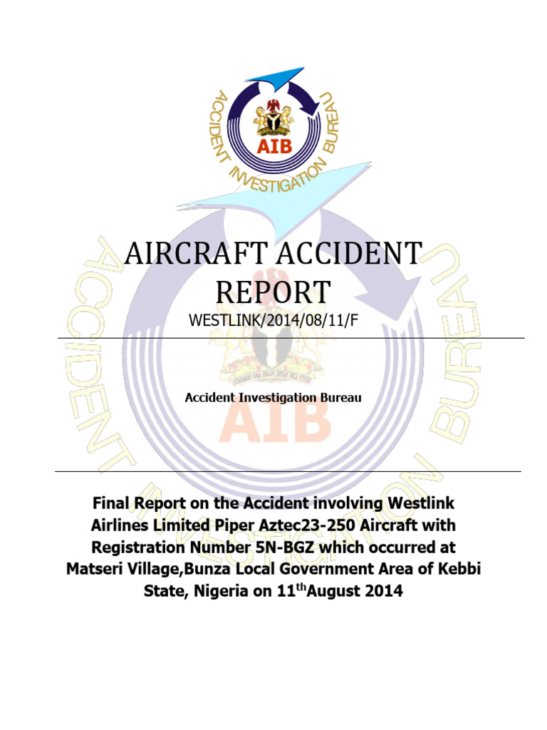 25.-Aib Westlink 5N-BGZ - Final Report | PDF | Aviation Accidents And ...