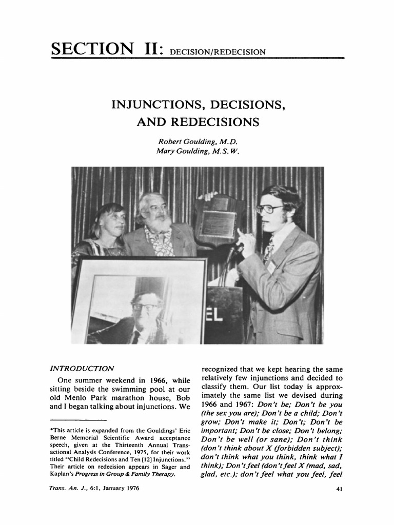 1976 - Goulding & Goulding - Injunctions, Decisions and Redecisions ...