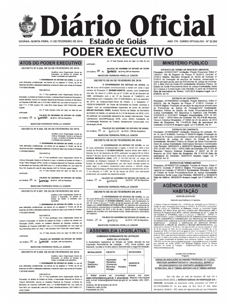 Atos do Poder Executivo em Goiás | PDF